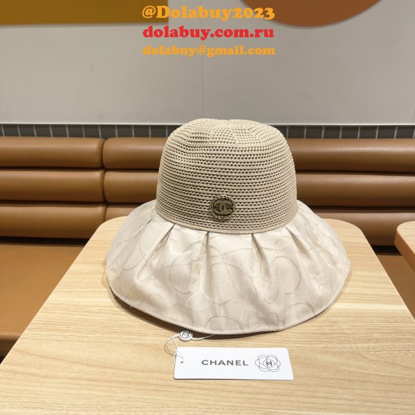 AAA+ CC Replica Big brim Camellia straw hat