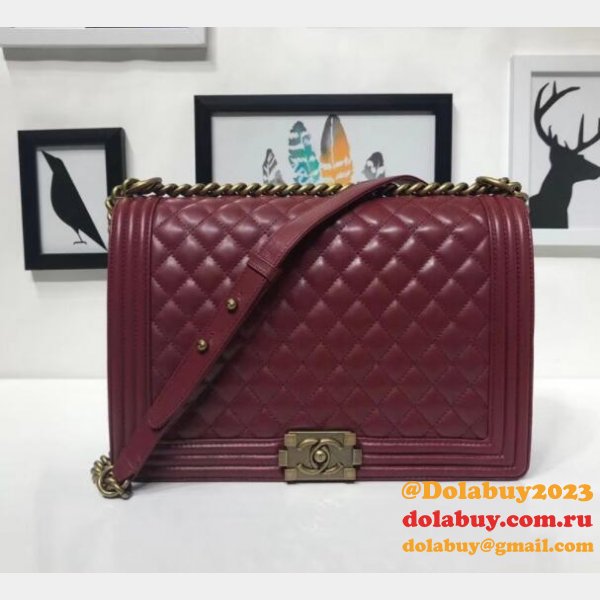 High Quality CC Le Boy Luxury Bags Lambskin 30cm