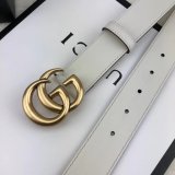 Best Gucci Replica Leather Belt With Double G White Buckle