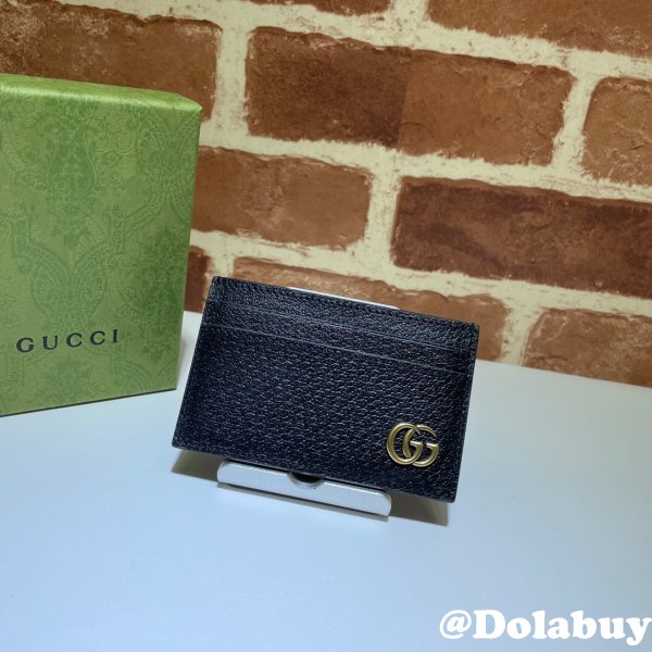 Gucci Best 657588 Replica GG Marmont card case in black leather