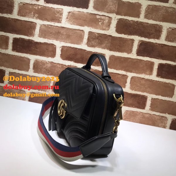 Top Quality Gucci Replica 498100 Leather GG Marmont Small Shoulder Bag