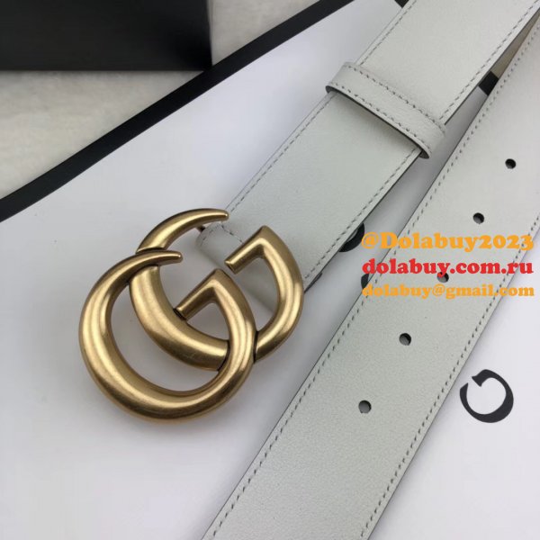 Best Gucci Replica Leather Belt With Double G White Buckle