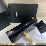 YSL Cheap Saint Laurent Crocodile pattern 24cm Black Bag