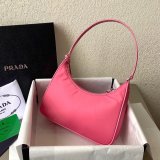 Prada Wholesale Zip Women's Hobo Black/Rose Bags Leather Handle