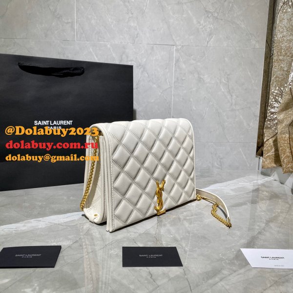 Replicas Saint Laurent Becky Large chain bag in quilted lambskin