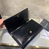 YSL Cheap Saint Laurent Crocodile pattern 24cm Black Bag