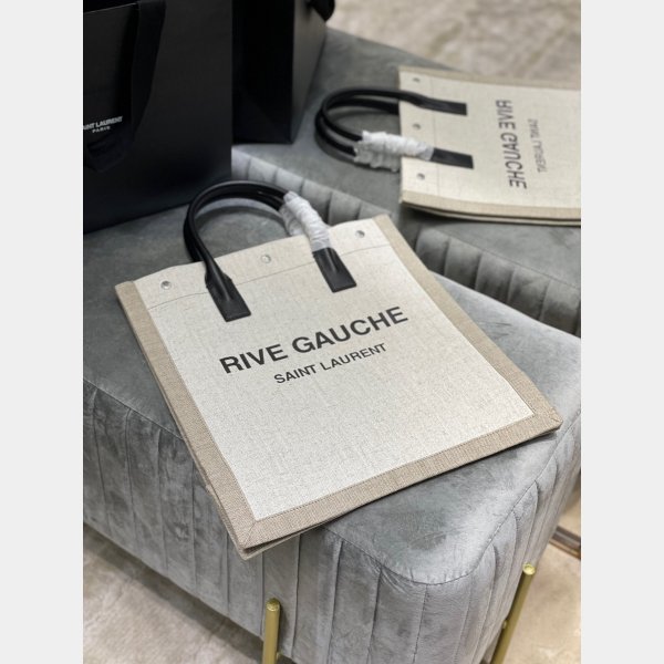 Replica YSl Designer Rive Gauche Shopping 631682 Bag In Linen and Cotton Handbags