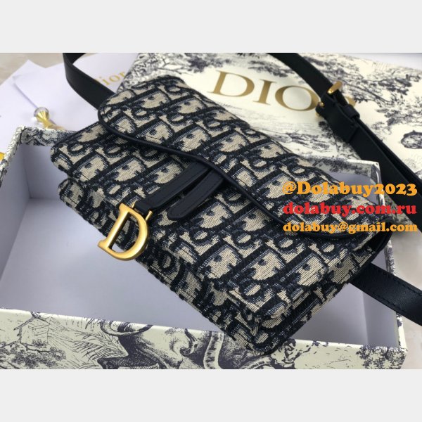 Best Dior Oblique Saddle Belt Replicas Bag Blue