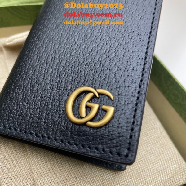 High Quality Gucci Replica 547075 GG Marmont card case in black leather