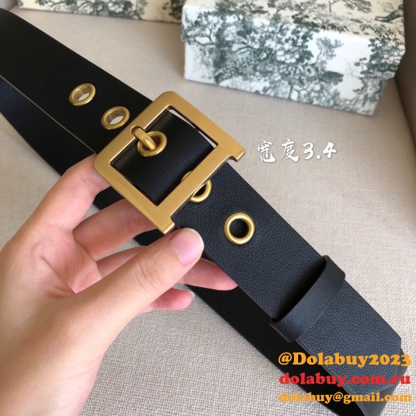 Christian Louboutin Replica 3.4cm Black Spiked Leather Belts