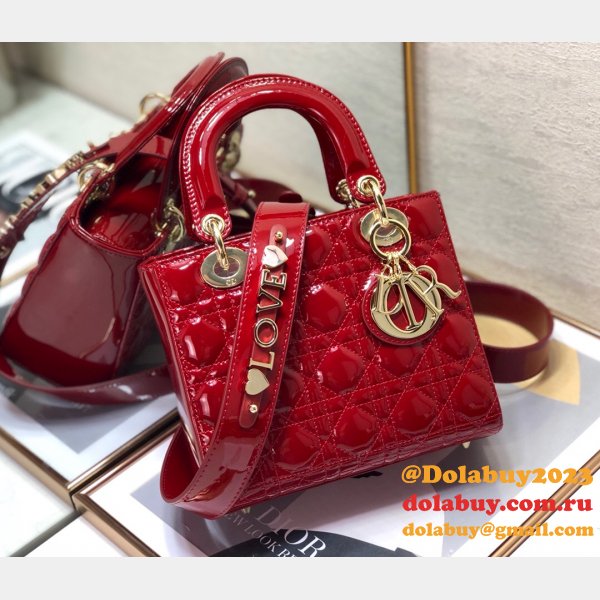 Best DIOR LADY MY ABC Wholesale PATENT LEATHER HANDBAG 20cm