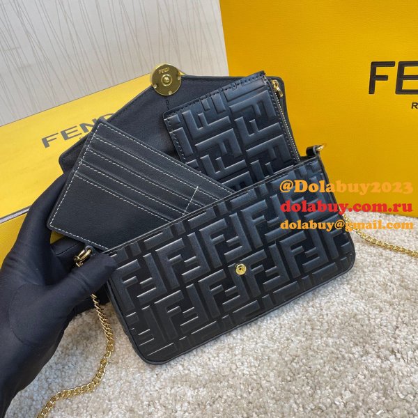 Fendi Best Fashion 212200 Maca embossing Black Bags