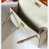 Replica Hermes Mini Kelly Handbag Epsom leather Off white