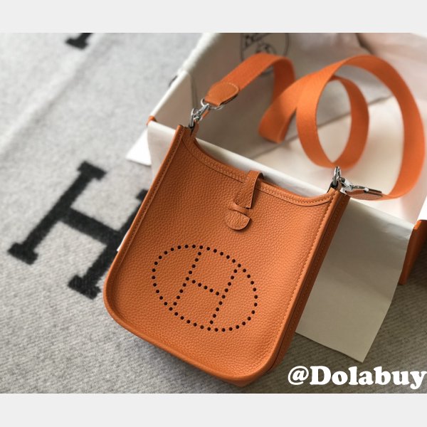 Hermes Bags Replica Mini Evelyne Orange