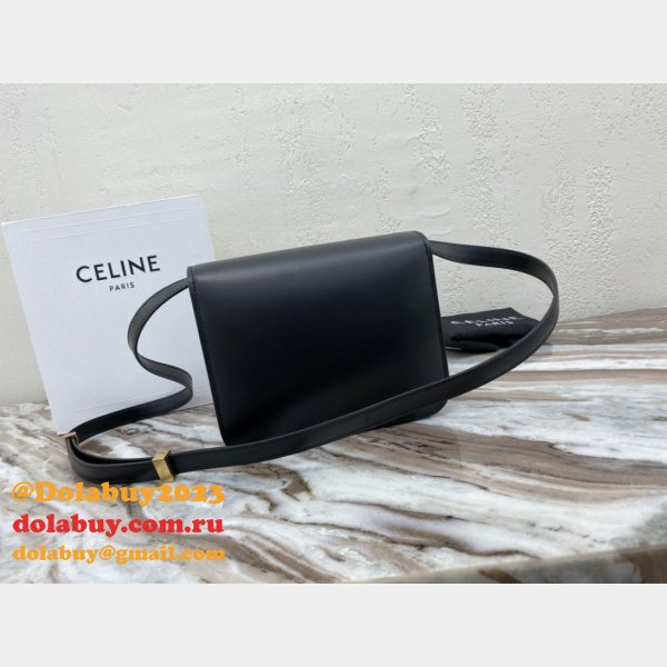 Replica Celine Teen Classic Leather Shoulder Black Bag