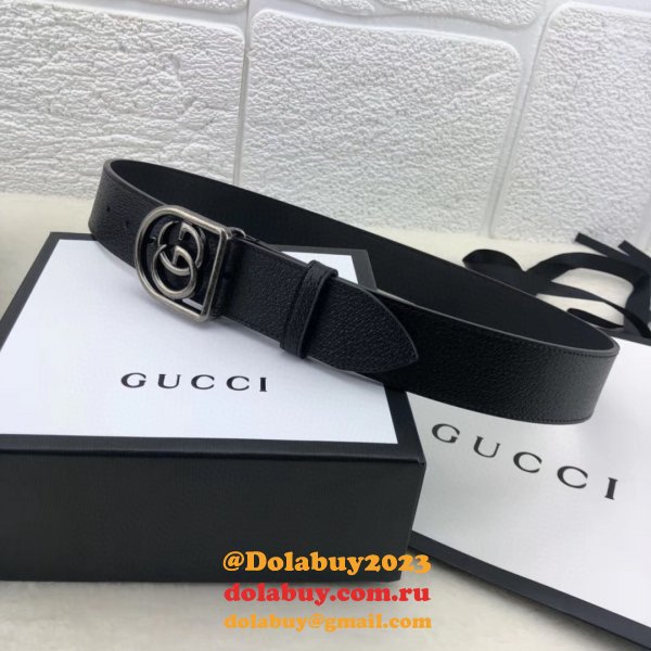 Top Quality Gucci Double G leather Replica belt black