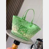 Perfect loewe Anagram Basket bag in iraca palm and calfskin 8008