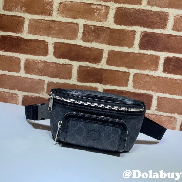 Top Quality Gucci Belt bag with Interlocking G 682933 black GG Supreme