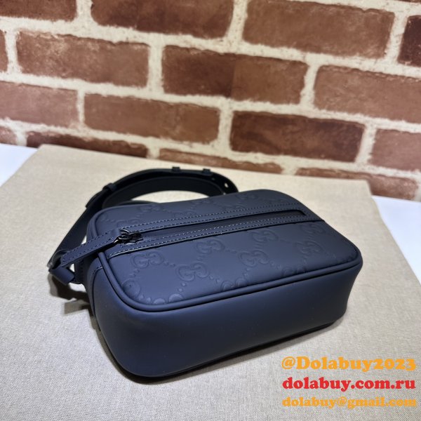 Gucci 1:1 GG Rubber-effect 771321 Shoulder Black Replica Bag