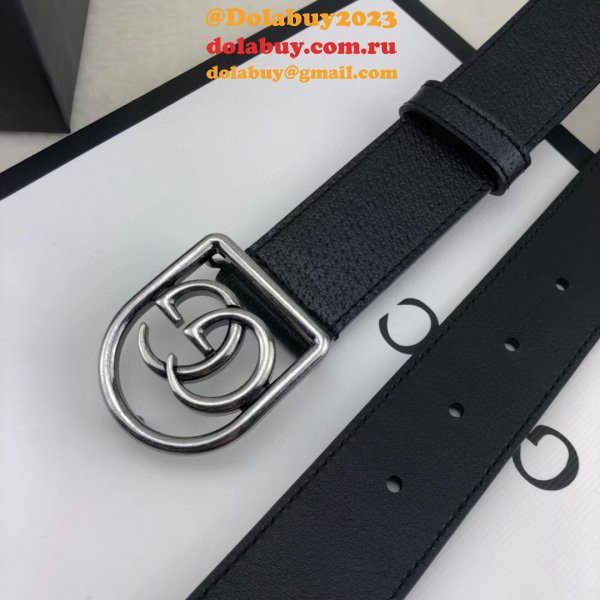 Top Quality Gucci Double G leather Replica belt black