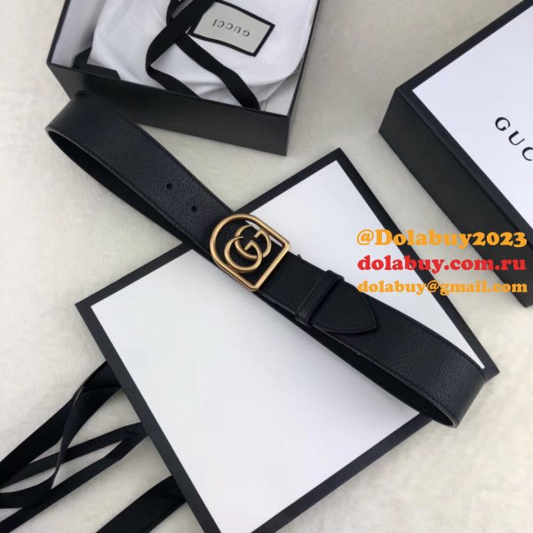 Top Quality Gucci Double G leather Replica belt black