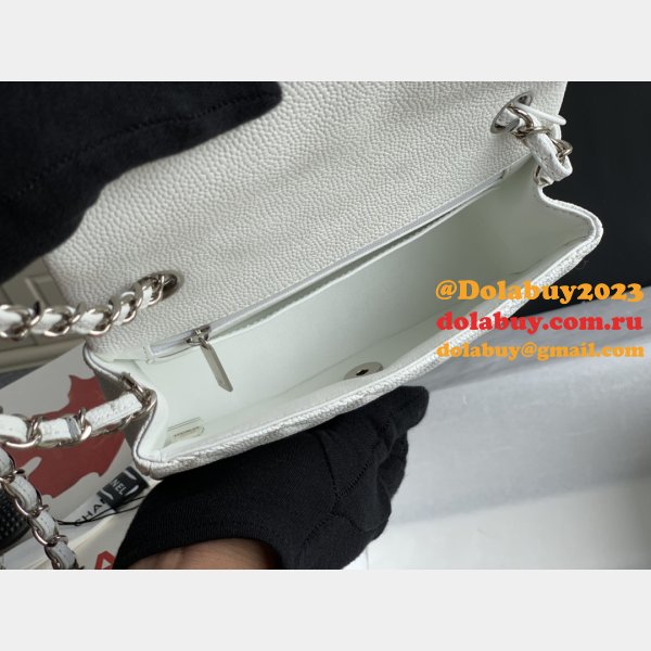 Top Quality CC Caviar Leather Flap Bag 1116 20CM