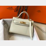 Replica Hermes Mini Kelly Handbag Epsom leather Off white