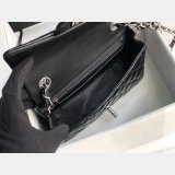 7 Star CC Lambskin Flap Designer Black Bag 20CM