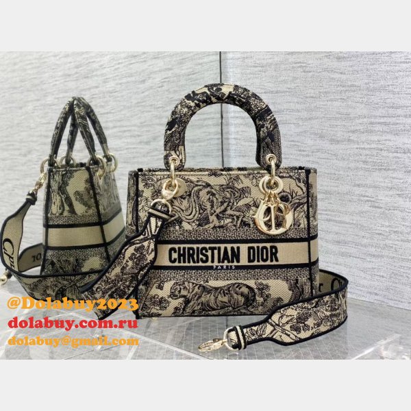 Wholesale Leather Lady Dior 24cm Replica Shoulder Handbag