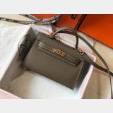 Replica Hermes Mini Kelly Epsom leather Earthy Gray Bags