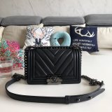 Luxury CC V Le Boy Replica 7 Star Black Bags lambskin 20cm