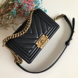 Luxury CC V Le Boy Replica 7 Star Black Bags lambskin 20cm