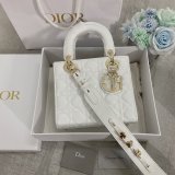 Best DIOR LADY Wholesale PATENT LEATHER HANDBAG 20cm white