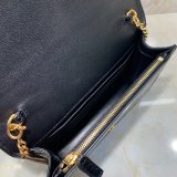 Replicas YSL Monogram chain wallet black 19cm grain de poudre