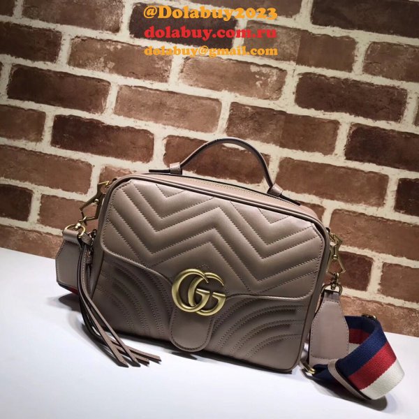 Top Quality Gucci Replica 498100 Leather GG Marmont Small Shoulder Bag