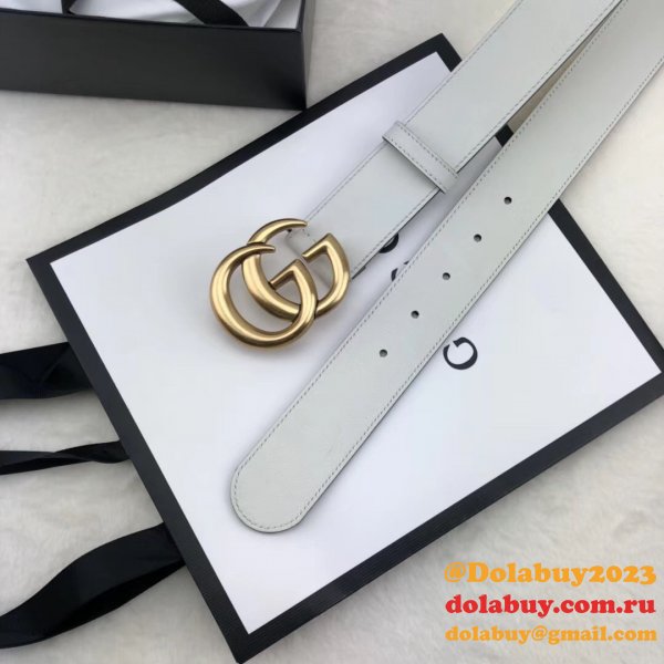 Best Gucci Replica Leather Belt With Double G White Buckle